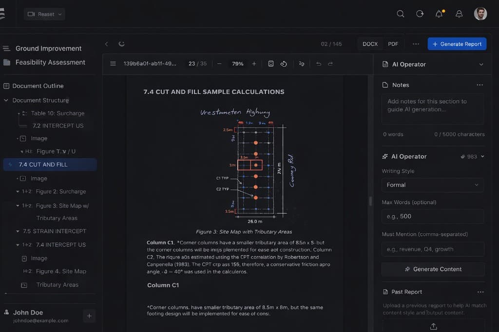 Reportly application preview